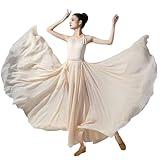 ORIDOOR 720 35" Long Women's Fairy Lyrical Dance Skirt Gradient Color Chiffon Swing Skirt Ballet Modren Dance Costume (B Champagne)