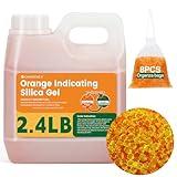 Orange Silica Gel Desiccant Beads 2.4LBS - Premium Color Indicating Reusable Moisture Absorbers for Camera, Electronic, Books, Documents, 3D Filaments, Clothes, Painting, Jewelry(8PCS Organza Bags)