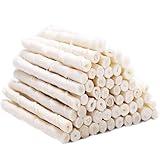 MON2SUN Dog Rawhide Twist Sticks Natural 5 Inch Thin Sticks Rawhide Chews Treats for Puppy and Small Dogs 60 Count, 12.7oz