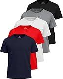 Real Essentials 5 Pack: Boy's Active Athletic Short Sleeve Performance Shirt Cooling Wicking T Shirts Activewear 6-18 Years -Set 5,XL 16-18