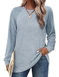 Saloogoe Sweatshirt for Women Crewneck Soft Lightweight Sweaters Pullover Winter 2025 Baby Blue M