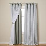 TOWN & COUNTRY LUXE Talia Double Layer Indoor Curtains, Sheer and Room Darkening Blackout, Grommet Top, Energy Efficient, 2-Pack Set, 52"W x 96"L, Soft Grey 2 Count