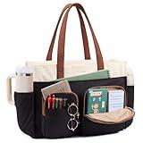 LOVEVOOK Teacher Tote Bag for Women, Multi-pocket Laptop Bag with Large Cup Holder, Nurse Bags Work Briefcase Computer Purse Handbag for Business Office College Travel