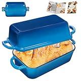 GRMImosa Cast Iron Bread Loaf Pan with Lid, Loaf Pans for Baking Bread, 2-In-1 Enameled Loaf Pans For Baking Bread, Bread Dutch Oven For Golden Crispy Crust For Homemade Bread & Sourdough (Marseille)