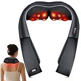 RIKE Shiatsu Back & Neck Massager with Heat, Electric Back Massager for Pain Relief Deep Tissue 3D Kneading Massage Pillow for Home, Office, and Car Use, Christmas Gift for Mom Dad Women Men