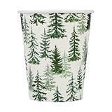 AimFun 100 Pcs Christmas Tree Paper Cups Pine Trees Holiday Party Cup Xmas Winter Forest 9oz Disposable Hot Cold Drinkware for Chocolate Coffee Tea Drinks