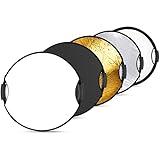 NEEWER 22"/56cm Light Reflector with Handle Grip with 3/8" Thread, 5 in 1 Collapsible Disc Light Diffuser Translucent/Silver/Gold/White/Black for Photography Lighting, Outdoor Lighting, RF-56II