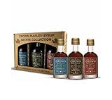 Crown Maple Artisan Trio Collection in Petite 50ML (1.7 Fl. Oz.) Window Box featuring Bourbon Barrel Aged, Madagascar Vanilla Infused, and Cinnamon Infused Organic Maple Syrup