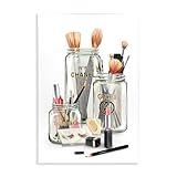 Stupell Industries Fashion Brand Makeup in Mason Jars Glam Design, Designed by Ziwei Li Wall Art, 10 x 15, Pink, Living Room