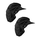 Lusofie 2Pcs Chef Hat Kitchen Baker Cooking Chef Cap Black Food Service Hairnets for Women Men with Brim