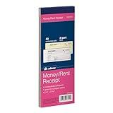 Adams Money and Rent Receipt Book, 2-Part, Carbonless, 2.75 x 7.19 Inch, 50 Sets, White and Canary (DC2701)