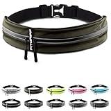Fitgriff® Running Belt for Men & Women - Secure Jogging Pouch for Phone, Keys & Essentials - For All Cell Phones (Army Green, 33.5" - 47.5" Waist Size)