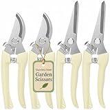 4PACK Pruning Shears, Stainless Steel Garden Shears, Sharp Handhled Gardening Scissors, Bypass & Straight Blade Garden Clippers for Plants, Flowers, Fruits Trees, Gardening Gifts for Women & Men