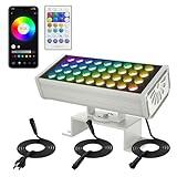 Jabbatek Party Lights Outdoor Smart Flood Light, 180W RGBCW Color Changing LED, 2700–6500K Tunable White, WiFi App & Voice Control, 50 Scenes, 1–100% Dimmable, IP65 Linkable Wall Washer Lights
