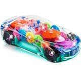 ArtCreativity Light Up Transparent Sensory Car Toy for Kids, 1PC, Bump and Go Toy Car with Colorful Moving Gears, Music, and LED Effects, Easter Toys for Toddlers, Great Birthday Gift Idea