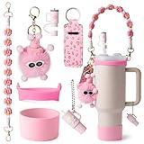 JINHCHIF Stanley Cup Accessories Set I Water Bottle Handle Strap, Silicone Cup Boot, Lipstick Holder, Keychain Charms & Handle Charms,Straw Topper Accessories for Halloween Fall Stanley Cup 40oz/30oz