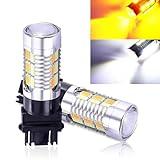 gunroil 2 Pack 3157 Car LED Turn Signal Lights, Super Bright Vehicle Lighting Bulb Replacement, Two-color Design, Universal Waterproof Automotive Indicator Light for Truck SUV Car (White & Yellow)