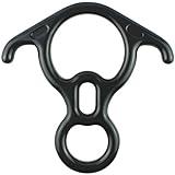 Terminal 8 Descender, PROND Rescue Figure 8 Descender with Lock Off Ears, 50KN Aluminum Alloy Bent-Ear Descender for Climbing Rescuing Or Escaping Descender, Climbing Belay & Rappel Equipment (Black)