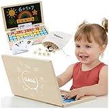 BEKILOLE Montessori Toys 11.8" Laptop Preschool Learning Activities 3 Year Old Boy Gift, Pretend Play Toddlers Birthday Gift,Learning and Educational Toys for 3 4 5 6 7 8 Year Old Kids