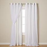 TOWN & COUNTRY LUXE Talia Double Layer Indoor Curtains, Sheer and Room Darkening Blackout, Grommet Top, Energy Efficient, 2-Pack Set, 52"W x 96"L, Winter White 2 Count