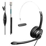 Phone Headsets for Office Phones, Corded Telephone Headset Mono w/Noise Canceling Mic - Headset for Phones Landline Office Compatible with Polycom Plantronics Nortel Toshiba Mitel ShoreTel Deskphones