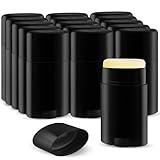 DMuuuDM 15 Pack 1.7 oz Plastic Deodorant Container,Empty Oval Twist-Up Solid Stick Tube Applicator Container for Homemade Deodorant,Shaving Soap Stick,Heel Lip Balm,Solid Lotion Bar-Top Filling,Black
