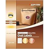 VZCPYTPM Printable Blank Oval Labels,Glossy White,1.5" x 2.5", 180 Total,Ideal for Customization and Printing with Inkjet & Laser Printers,Stickers for Address,Shipping, and Organization