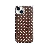 Reezaddin Brown Polka Dot Phone Case for iPhone 14/13 6.1in,Retro Vintage Cute Aeshtetic Classic Minimalist Chic Pattern Protective Cover for Girls Women