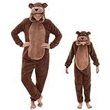 GONAAP Adult Onesie Pajamas Sherpa Animal One Piece Cosplay Costume for Women Men(Bear,Large)