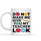 Funny Gift for Work Friend Teacher, Gift for Teacher, Funny Look, Voice, Bulk 11 Oz White Ceramic Coffee Mug