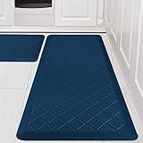 WEZVIX Cushioned Kitchen Mat 2 PCS, Anti Fatigue Kitchen Rugs, Heavy Duty Non-Skid, Ergonomic Comfort Foam Kitchen Floor Mat for Home, Office, Sink, Laundry, Blue