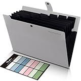 SKYDUE Accordion File Organizer, 8 Pockets Expanding File Folders, Portable Document Paper Organizer, Home College School Office Supplies, Letter Size Gray