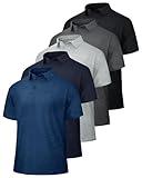 BOOJO 5 Pack Polo Shirts for Men - Quick Dry Moisture Wicking Performance Short Sleeve Mens Golf Shirts for Work Athletic