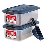 IRIS USA WeatherPro Airtight Pet Food Storage Container, Up to 14 lbs, Dog Cat Bird and Other Pet Food Storage Bin Keep Pests Out Translucent Body BPA Free Stackable, 2 Pack, Navy