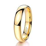 TRUMIUM 4mm Tungsten Wedding Band Ring for Men Women 24K Gold Plated Domed High Polished Comfort Fit 9