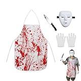 Funnlot Scary Halloween Costumes - Halloween Costumes Scary Ghost Costume Hollowing Cos Terrifier Costume DIY White Scarys Halloween Mask with Knife Butcher Scarys Set for Hallowe'en Party