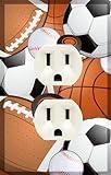 Kids Sports Decor Outlet Plug Cover Plate Soccer, Football, Baseball, Hockey Decorative Nursery Teen Toddler Room Bedroom Bathroom Playroom DIY Wall Decoration (Sports Outlet)