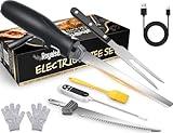 Cordless Rechargeable Electric Knife Easy Slice and Assemble with Storage Case, Wireless Serrated Edge Blades Slicer Set with Ergonomic Handle and Safety Lock for Turkey, Meat, Sourdough, Ribs, Fillet and Foam