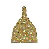 Xiso Ver Nostalgic 70s Groovy Print Baby Hats 0-6 Months Adjustable Top Knot Stretchy Soft Newborn Hats Baby Boy Girl Beanie Black