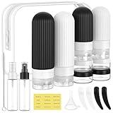 ME.FAN 18 Pack Travel Bottles for Toiletries, TSA Approved Silicone Portable Size Bottle, Refillable Cosmetic Container Kits for Conditioner, Shampoo, Lotion,Face Cream - Black/White