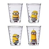 Silver Buffalo Minions Despicable Me Mug Shot Featuring Bob, Stuart, Tim, and Dave 4 Pack Mini Glass Set, 1.5 Ounces