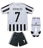 LeenBD 2021/2022 New #7 Ronaldo Kids Soccer Jersey & Shorts Youth Size (White,26..)