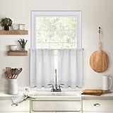 Elrene Home Fashions Pintuck Kitchen Window Tier Set of 2, 30 in x 36, White, 2 Count