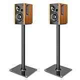 PEGZONE Speaker Stands Pair for Surround Sound,55 LBS Capacity,30.1 inch Floor Bookshlef Speaker Stands,Cable Management,Large Base,1 Pair,Black