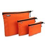 GOX 3 Pack Travel Toiletry Bag for Men Carry On Packing Organizer Zipper Pouch Portable Cosmetic Pouch Accessory Document Electronics (Orange)