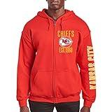 Junk Food Clothing x NFL - Kansas City Chiefs - MVP Zip Hoodie - Unisex Adult Full Zip Hooded Sweatshirt for Men and Women - Size X-Large , Red