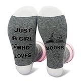 Pseuaudo Funny Socks For Women & Girls, Just A Girl Who Loves Books Themed Socks, Novelty Gifts For Teen Girls & Students, Cute Gifts For Party, Birthday & Christmas -33