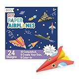 Ooly DIY Paper Airplane Book, 24 Paper Planes & Stickers, Kit Includes 12 Completed, 6 Blank and 6 Color-in Planes, Great Gifts for Kids, Activities for Boys and Girls