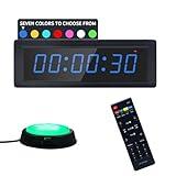 GAN XIN Gym Timer Clock with Remote Control & Push Button,7 RGB Color, Programmable Interval Timer, Countdown/Up Stopwatch,Wall Clock for Home Gym Garage,Portable Training Accessories(Plug-in)