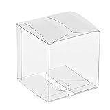 Lucky Monet Clear Gift Boxes 3" x 3" x 3" - 25 Pack, Clear PVC Plastic Boxes Transparent Packing Box Favor Square Boxes for Thanksgiving, Christmas, Wedding, Party, Birthday, Candy, Coffee & Tea,
